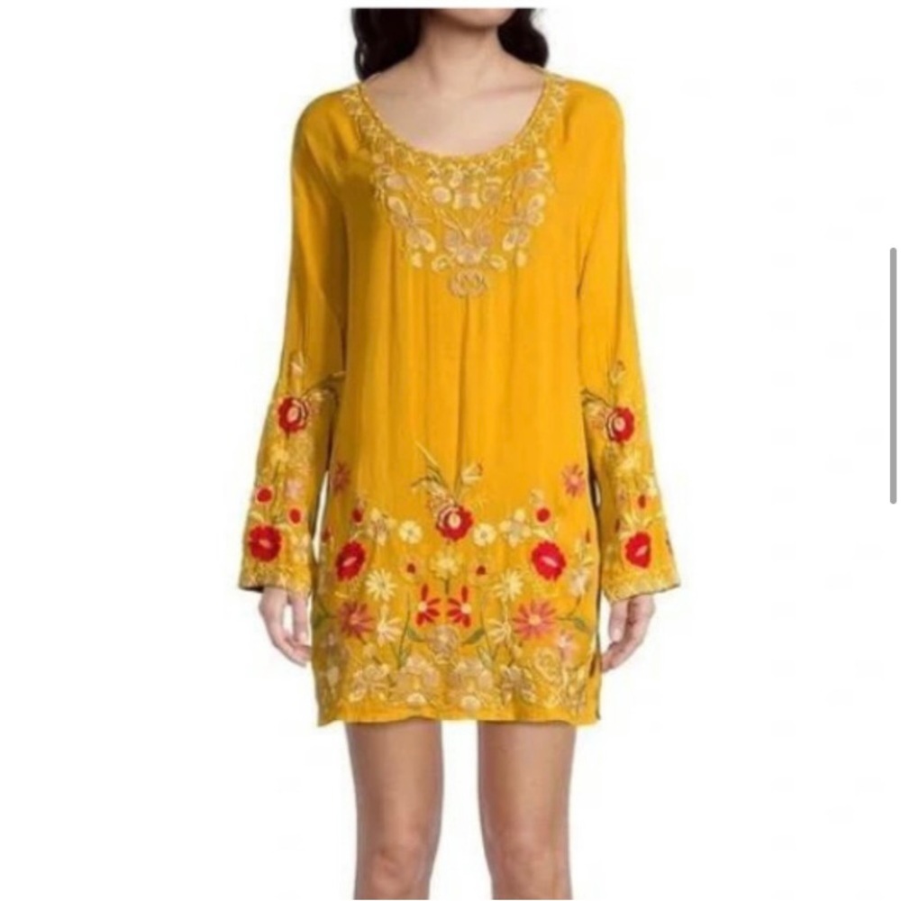 Johnny Was embroidered Edith Tunic yellow gold XL